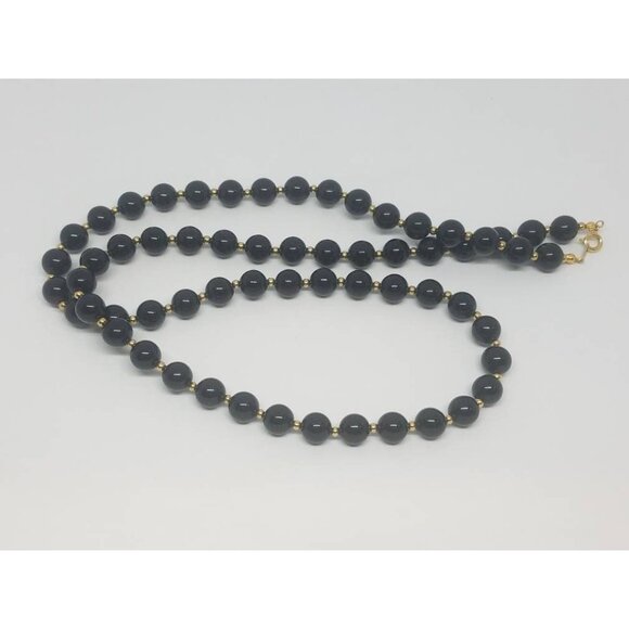 Vintage black and‎ gold bead necklace - Picture 6 of 8